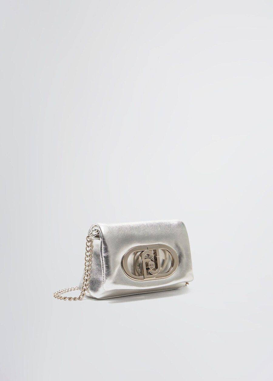 metallisk lapuffy mini-väska