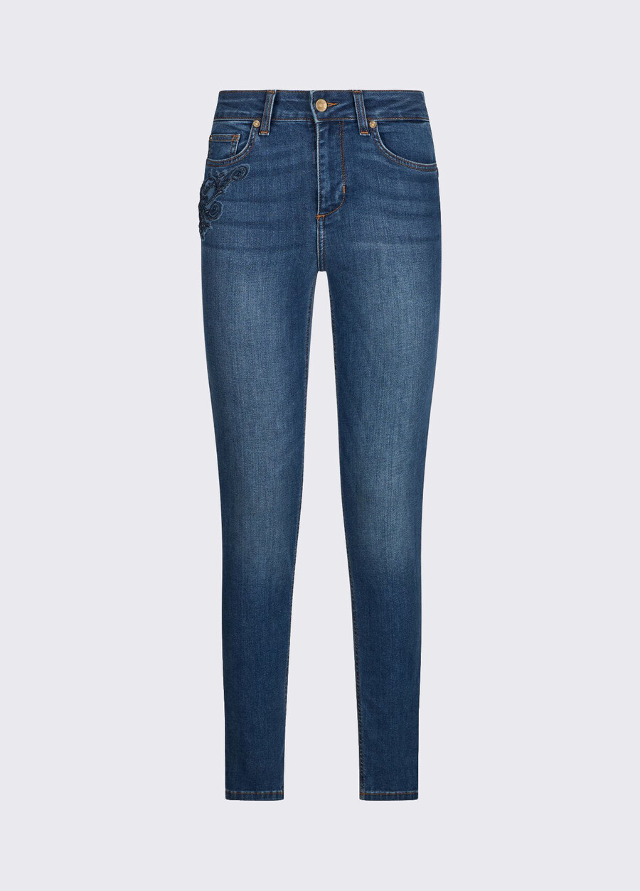 skinny jeans med broderi