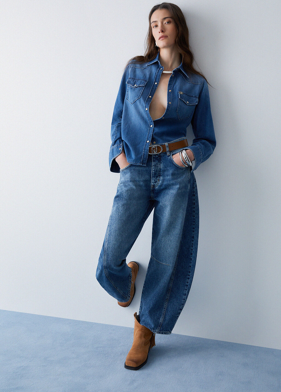 lågmidjade ballongjeans