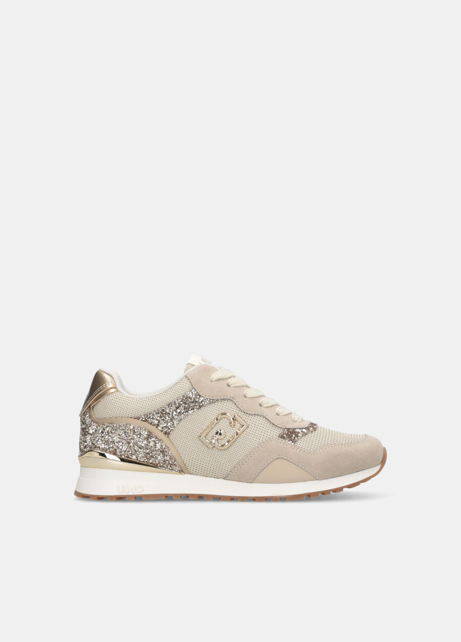 glittriga sneakers med mesh
